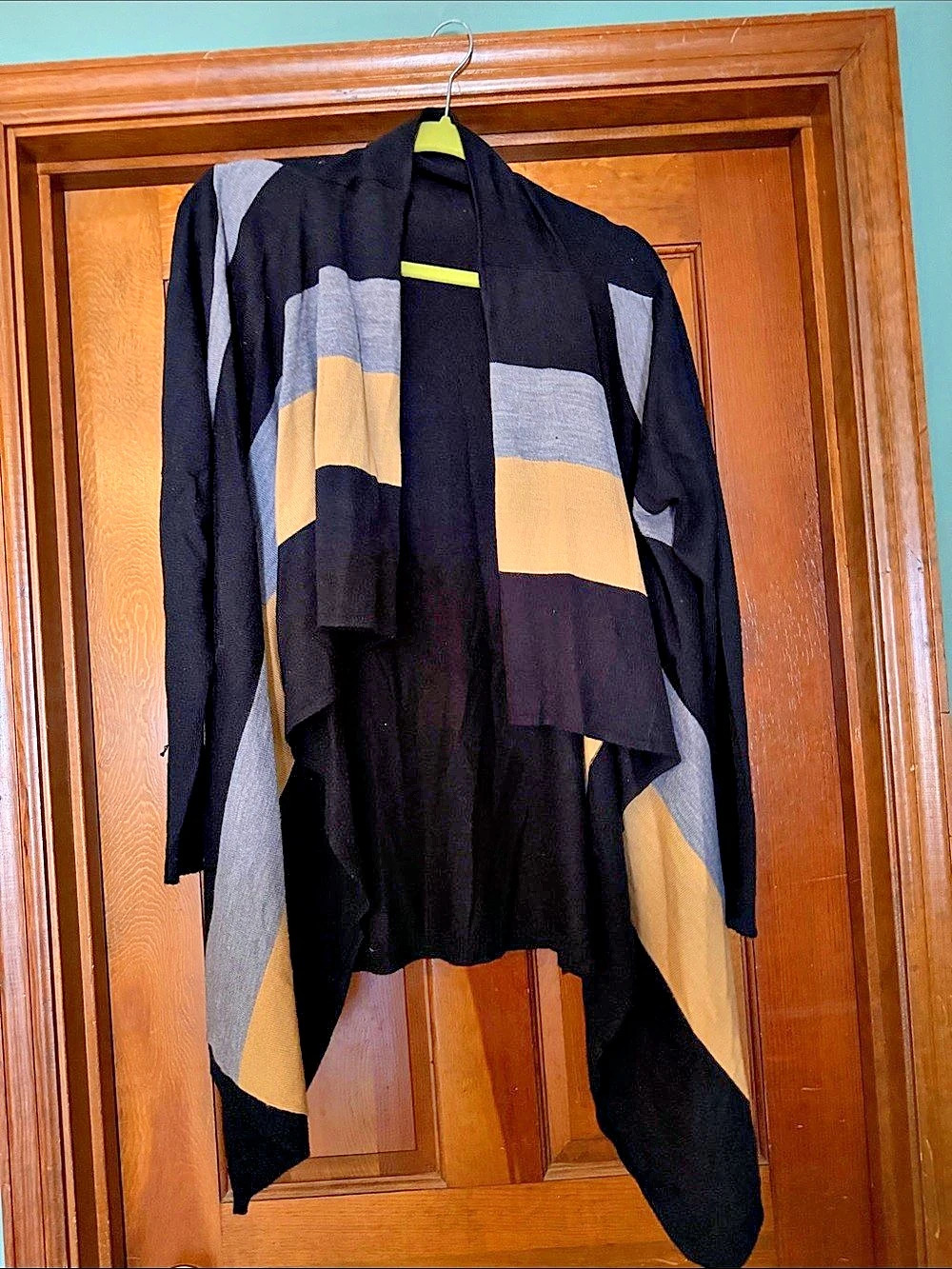 AVA Color Block Asymmetrical Cardigan XL Like New